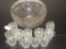 Vintage Pressed Glass Punch Bowl & 16 Cups