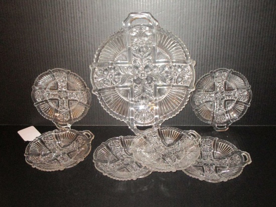 Vintage Pressed Glass Dessert Serving Set