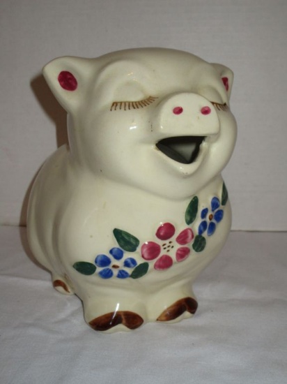 Vintage Shawnee Pottery "Smiley" Pig Pitcher - Marked "Patented Smiley U.S.A."