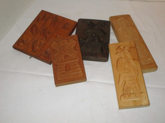 Lot - Assorted Vintage Wooden Cookie Molds