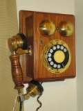 Vintage Style Oak Wall Telephone