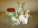 Lot - Ceramic Rabbits & Planter