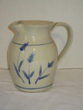 Hand Thrown N.C. Pottery Stoneware Pitcher  w/ Cobalt Wheat Design