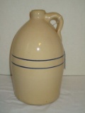 Storie Pottery Cream & Blue Banded Jug - Marked on Bottom
