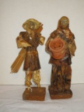 Early Papier Mache Man & Woman Figurines