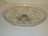 Metal Base Pressed Glass Cake Plate