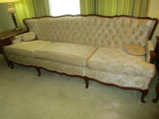 Tufted Back Brocade Upholstered Sofa