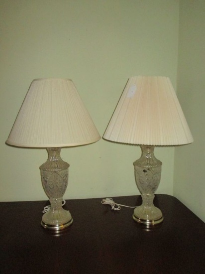 Pair - Crystal Lamps By Zajecar - Made in Yugoslavia