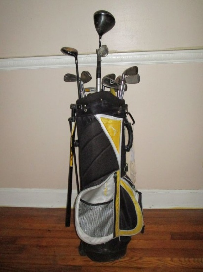 Lot - Golf Bag w/ Misc. Clubs
