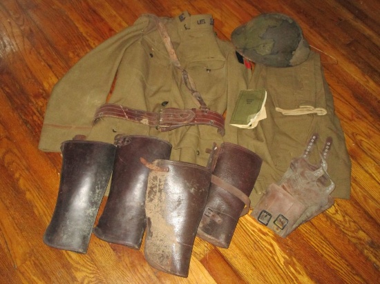 WW1 Army Officer's Uniform Jacket & Pants w/ Officers Handbook.