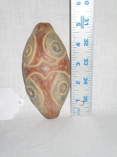 Lovely Pottery Whistle Hand Painted & Marked Cancun on Base