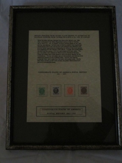 Framed Confederate States of American Postal History 1861-1865 - Stamps & Other