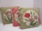 Lot - 3 Needlepoint Covered Chair Cushions w/ Floral Design