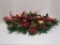 Christmas Centerpiece - Beautiful Red & Gold Decorations in Greenery w/ Candleholder