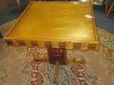 Mixed Wood Game Table on Pedestal Base