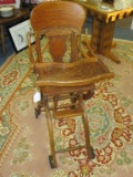 Victorian Era Quarter Oak Metamorphic High Chair - Waite Chair Co. Pat. Dec 4,1903