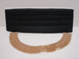 Men's Black Cummerbund - New (No Size) & Vintage Ladies Pearl Collar