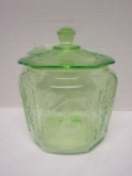 Vintage Depression Glass Biscuit Jar - 