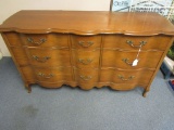 French Provincial Style Maple 9 Drawer Dresser w/ Brackets For Mirror (no mirror)