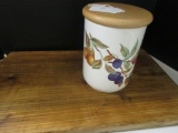 Royal Worchester Canister w/ Wooden Lid - Evesham Pattern
