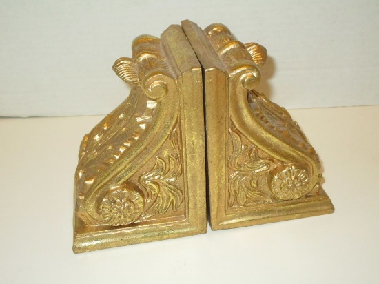 Pair - Gilt Decorative Bookends