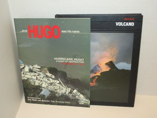 Book Lot - Time Life Planet Earth Volcano & 1 Magazine: Hurricane Hugo A Dairy of