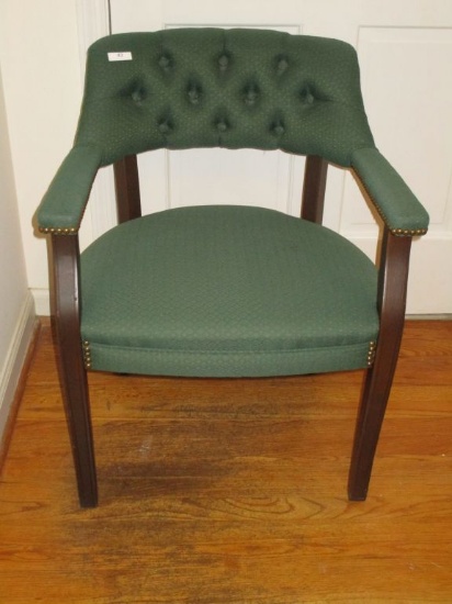 Green Upholstered Office Chair w/ Tufted Back