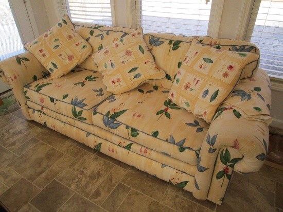 Broyhill Sofa w/ Floral Print on Yellow Upholstery