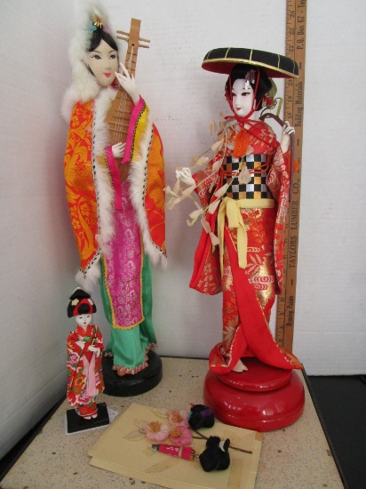 Nishi Doll Lot - Hand Painted Features & In Traditional Japanese Dress