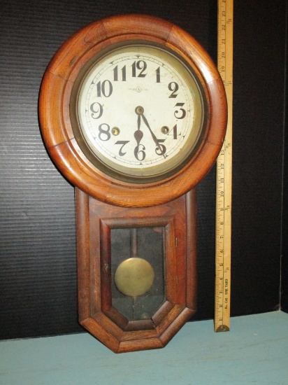 Vintage Seikosha Key wind Wall Clock In Oak Case