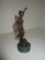 Bronzed Statue on Marble Base  Woman w/Sword & Serpent   6