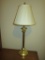 Brass Candlestick Lamp w/Cloth Shade  30 1/2