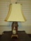 Pagoda Style Resin Lamp w/Cloth Shade   22 1/2