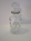 Etched Glass Decanter w/Stopper & Silverplate Deco Around Rim   8 1/2
