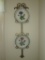 2 Floral Plates on Brass Wall Hanger    Plates - 10 1/2