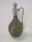 Cracked Glass Ewer/Decanter w/Pewter Stopper & Handle   12 1/2