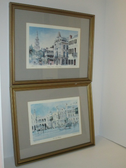 Pair Charleston Prints of Emerson Watercolors    12" x 15 1/4" overall