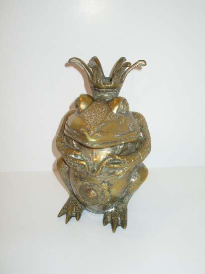 Brass Frog Figurine   7 1/2"