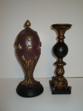 2 Decorative Resin Pieces - 1 Candlestand   12