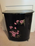 Retro Clothes Hamper   Tin Base - Padded Hinged top (Damage to one side)