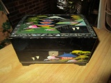 Oriental Design Jewelry Box w/Abalone Inlay.  Missing dancer, some chips.
