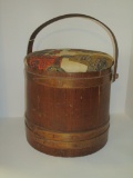 Wooden Sugar Bucket w/Cloth Padded Lid
