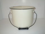 Enamel Ware Pot w/ Wire & Wood Handle