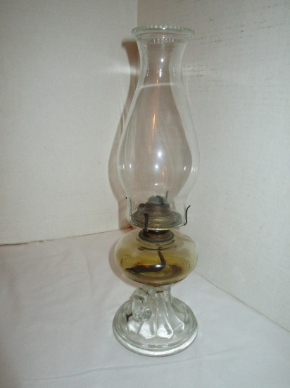 Early Finger Hold Glass Kerosene Lamp - 16" Tall