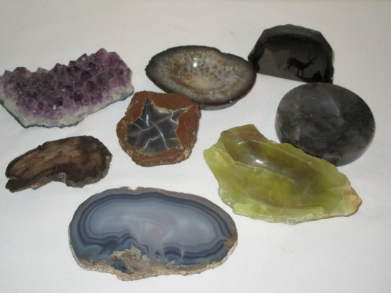 Lot - Misc. Polished Geodes, Amethyst & Other