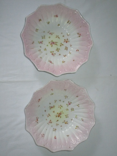 Pair - Semi Porcelain Bowls w/ Floral Design