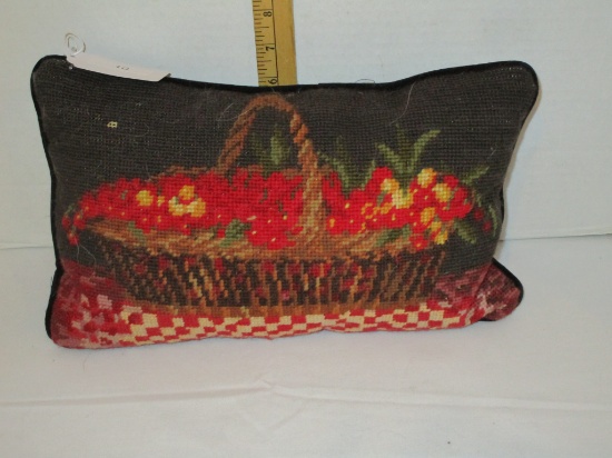 Needlepoint Pillow - Basket of Strawberries