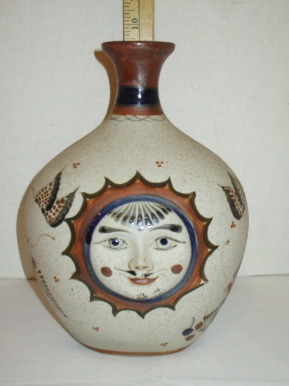 10" Vase w/ Sand Glaze & Sun Embossed Emblem