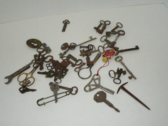 Lot - Misc. Vintage Skeleton & Other Keys