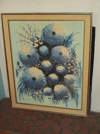 Framed Floral Print on Board